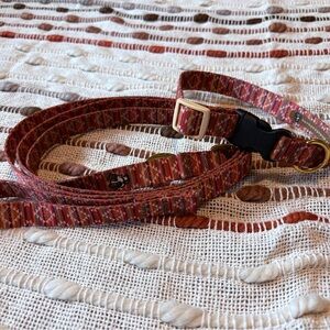 Red/Pink serape Medium dog collar & leash set